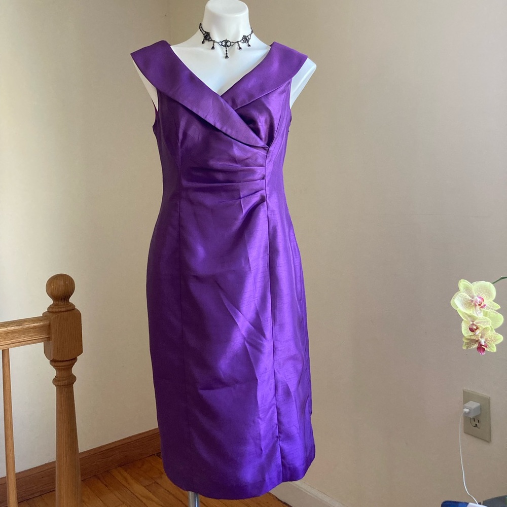 EVAN PICONE Purple Sleeveless Faux Wrap Cocktail Dress Sz. 8 - Picture 5 of 15